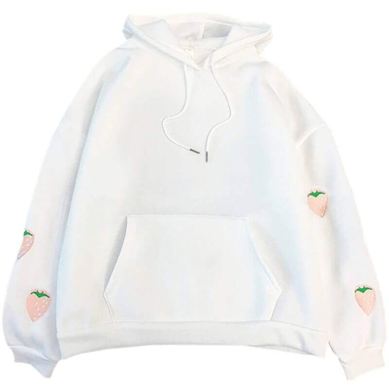 sweat kawaii strawberry blanc