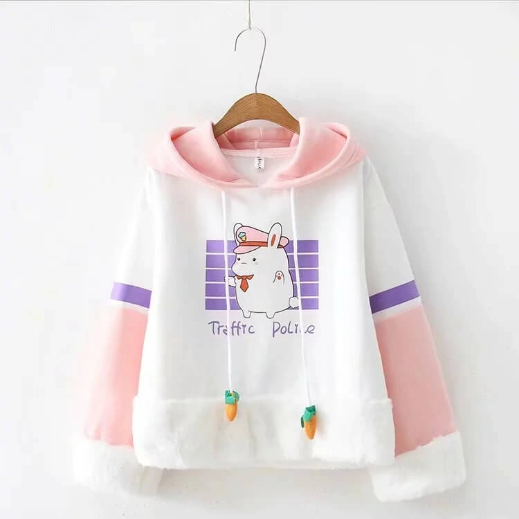 Sweat Kawaii en Coton Lapin Police