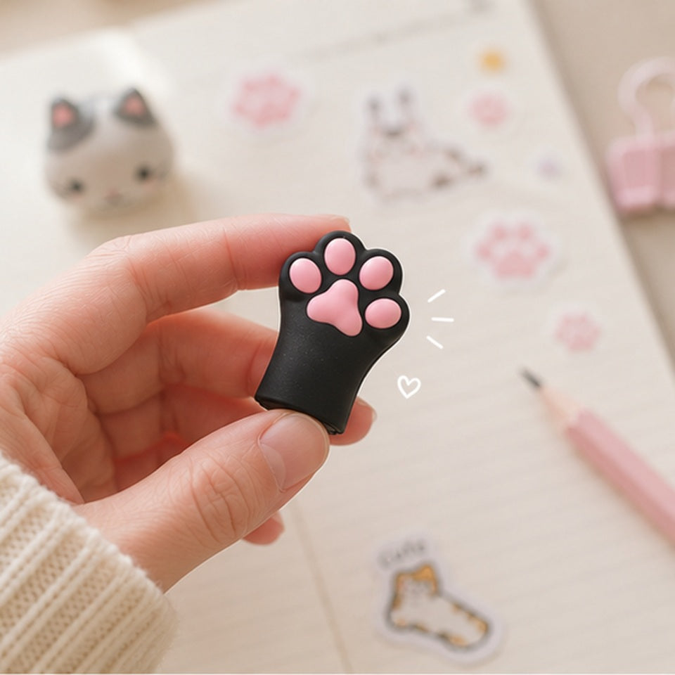 Kit de Papeterie Kawaii Patte de Chat Rose et Noir