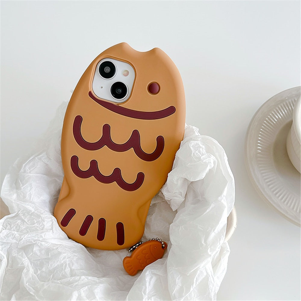 Coque de Téléphone en Silicone Taiyaki avec Pendentif