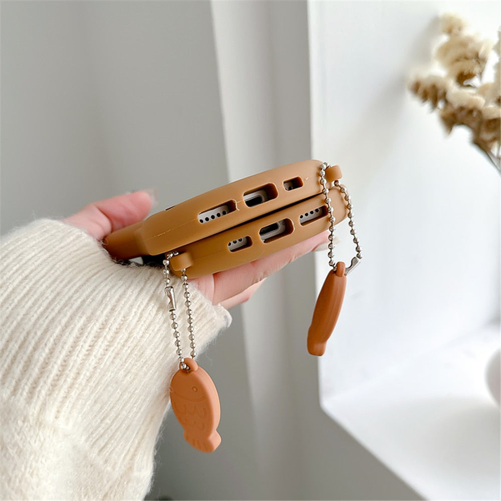 Coque de Téléphone en Silicone Taiyaki avec Pendentif