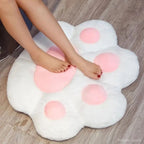 Coussin en Peluche Patte de Chat Gris et Rose