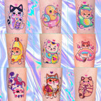 Lot de 6 Tatouages Éphémères Kawaii