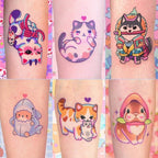 Lot de 6 Tatouages Éphémères Kawaii