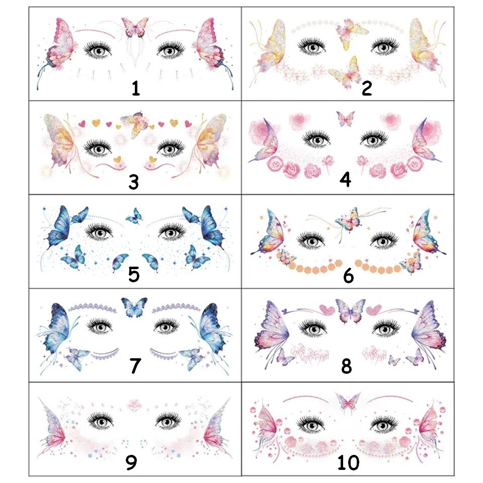 Tatouage éphémère Papillons Pailletés pour Visage