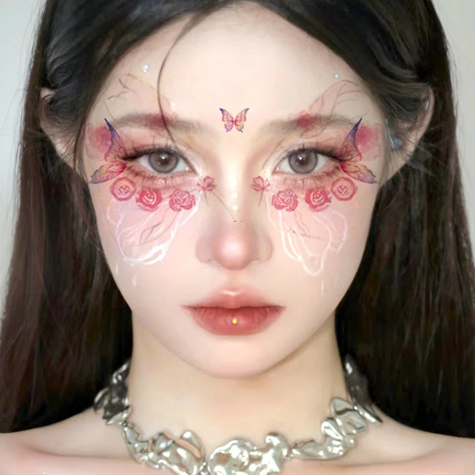Tatouage éphémère Papillons Pailletés pour Visage