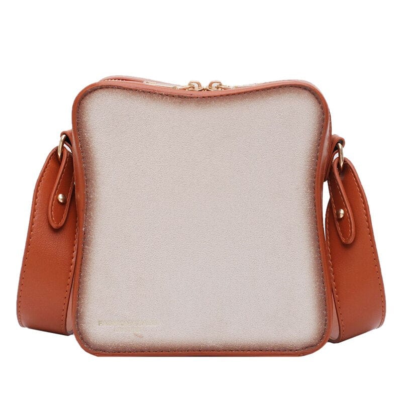 Sac à Bandoulière en Faux Cuir Forme Toast Grillé