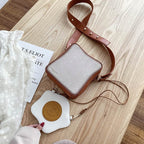 Sac à Bandoulière en Faux Cuir Forme Toast Grillé
