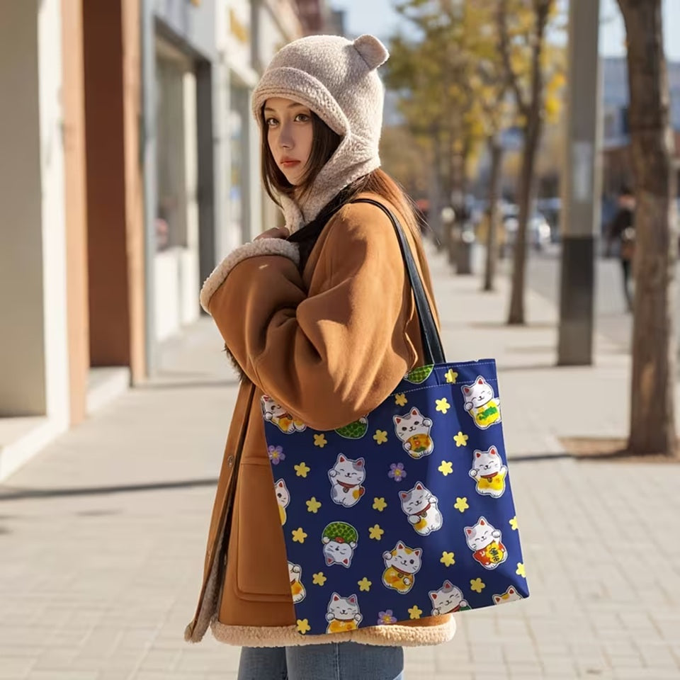 Tote Bag aux Petits Maneki Neko