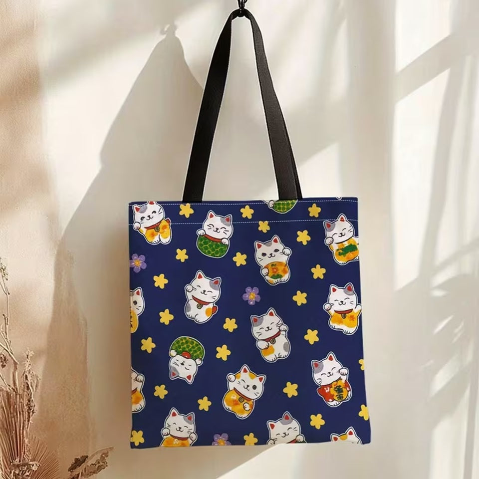 Tote Bag aux Petits Maneki Neko