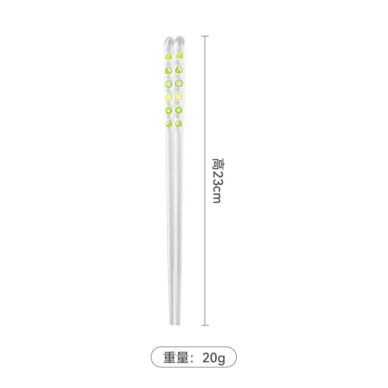 Baguettes transparentes en cristal décorées de fruits - Câlin Kawaii