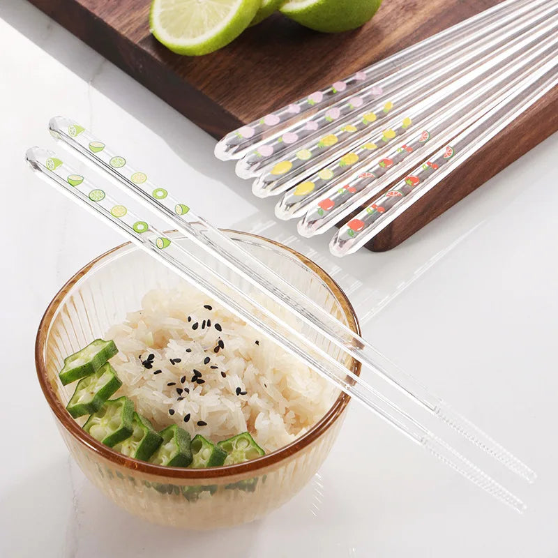 Baguettes en Verre à Motifs Fruits Colorés