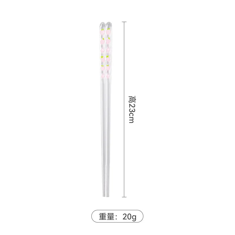 Baguettes transparentes en cristal décorées de fruits - Câlin Kawaii