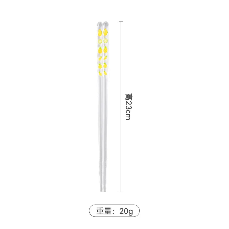 Baguettes transparentes en cristal décorées de fruits - Câlin Kawaii