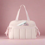 Sac Fourre-Tout Matelassé en Tissu Rose Pâle