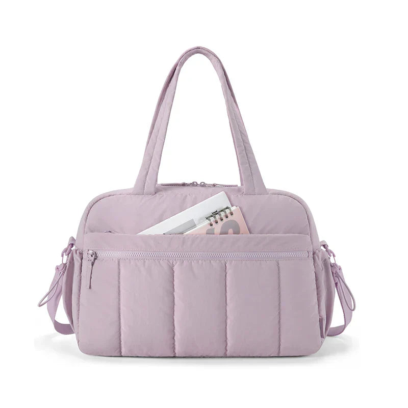 Sac Fourre-Tout Matelassé en Tissu Rose Pâle