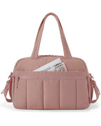 Sac Fourre-Tout Matelassé en Tissu Rose Pâle