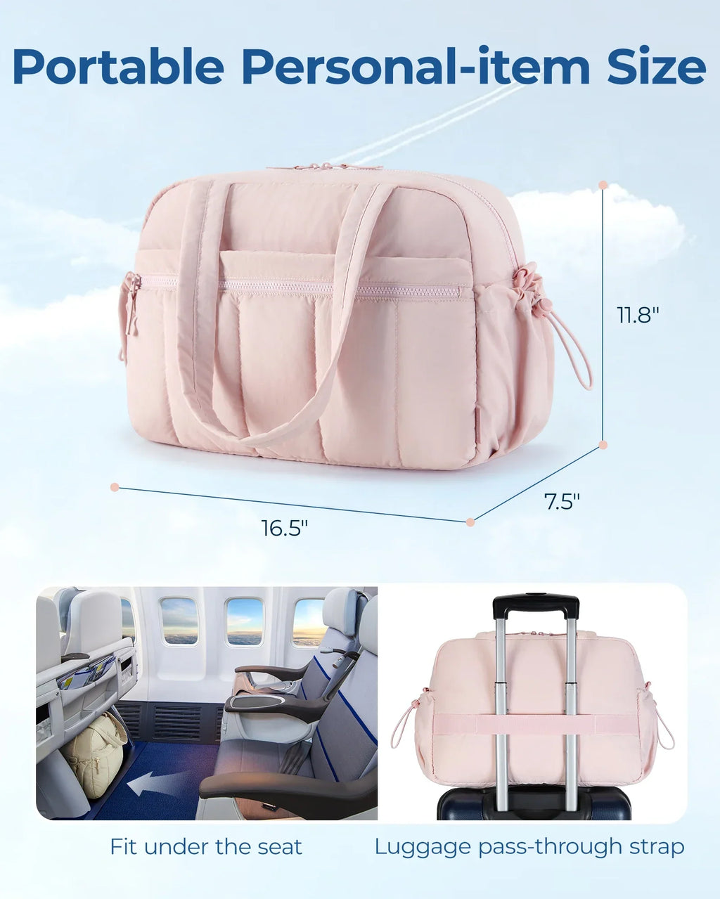 Sac Fourre-Tout Matelassé en Tissu Rose Pâle