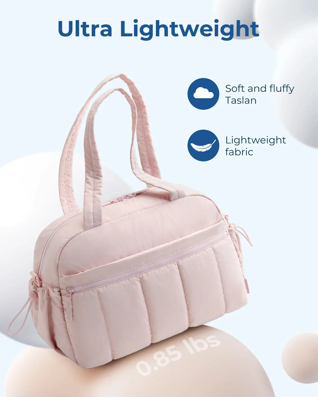 Sac Fourre-Tout Matelassé en Tissu Rose Pâle