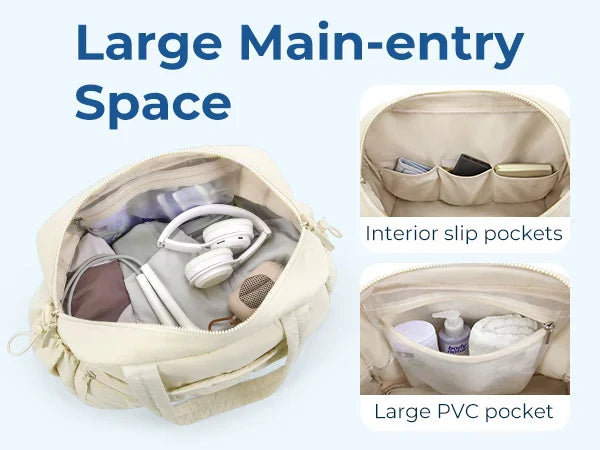 Sac Fourre-Tout Matelassé en Tissu Rose Pâle
