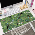 Tapis de Bureau XL à Motif Feuilles et Chats Noirs