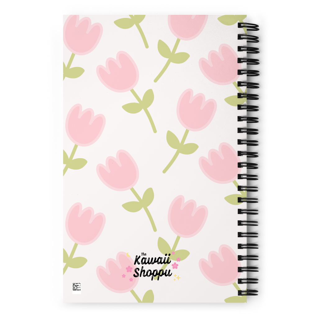 Cahier à Spirale à Motif de Tulipes Roses Mignonnes