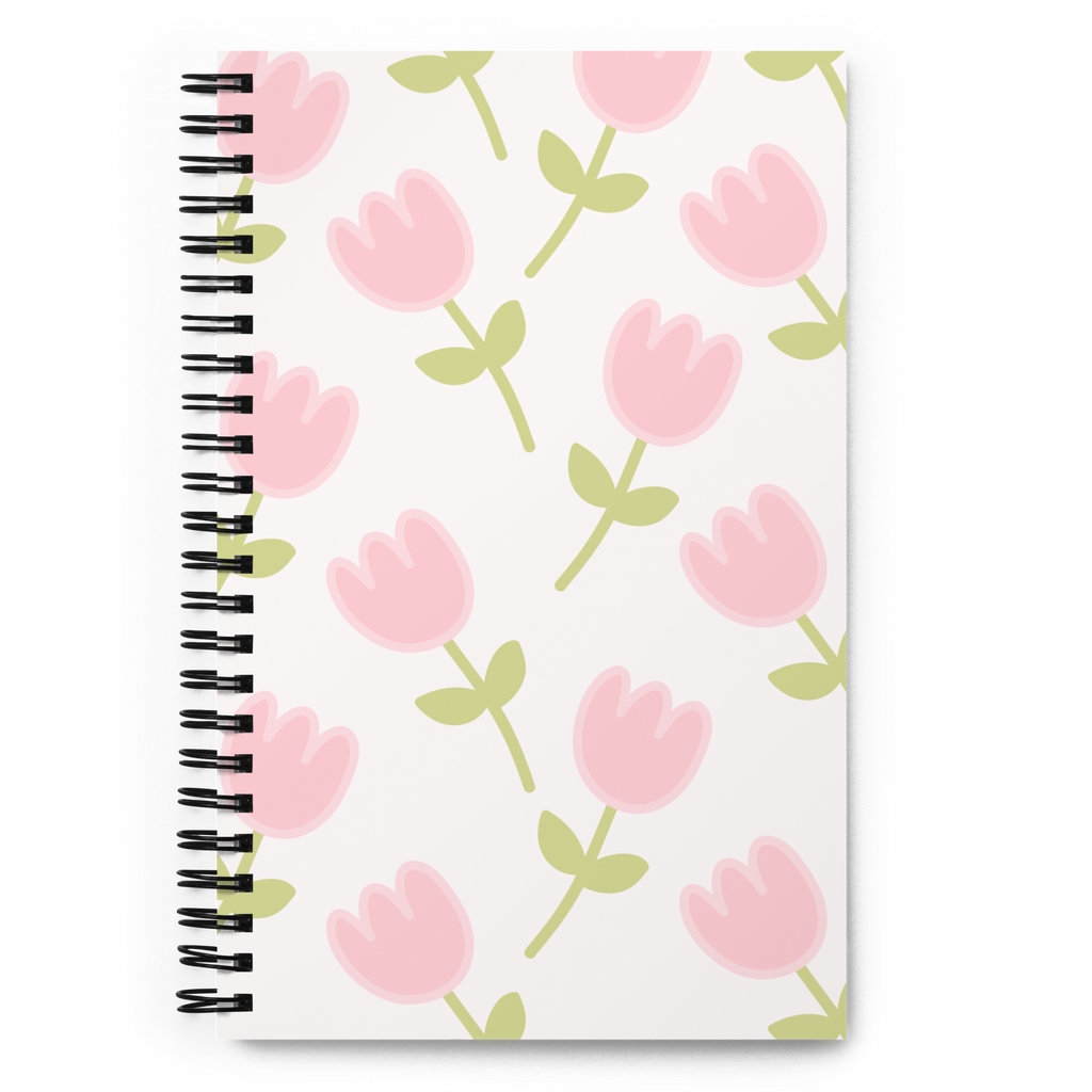 Cahier à Spirale à Motif de Tulipes Roses Mignonnes
