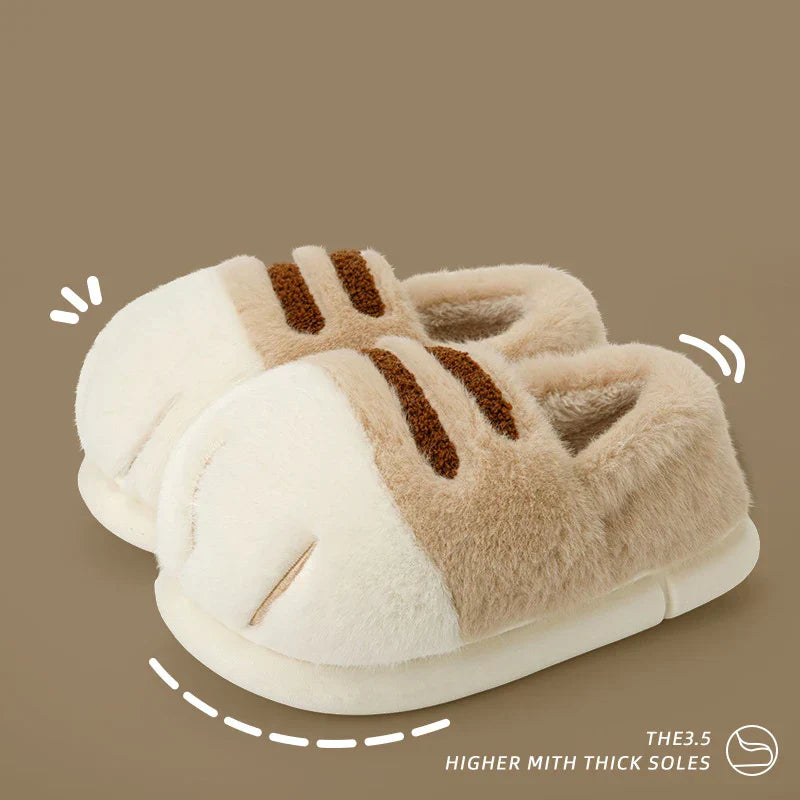 Chaussons patte de chat en peluche doublure polaire antidérapants - Câlin Kawaii