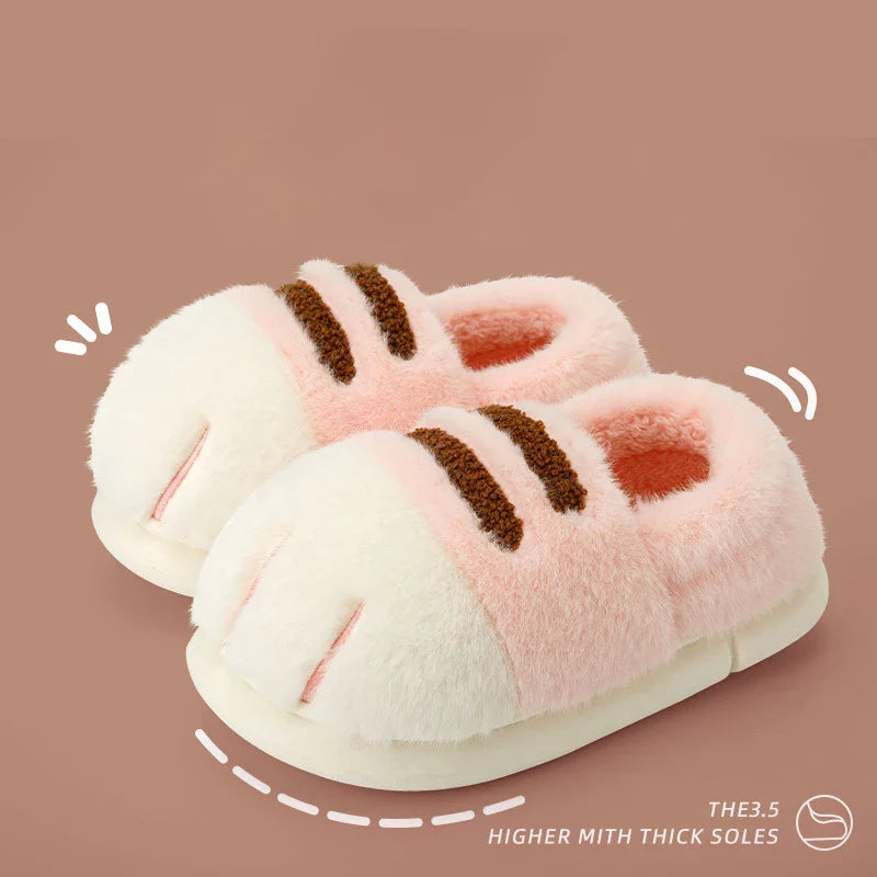 Chaussons patte de chat en peluche doublure polaire antidérapants - Câlin Kawaii