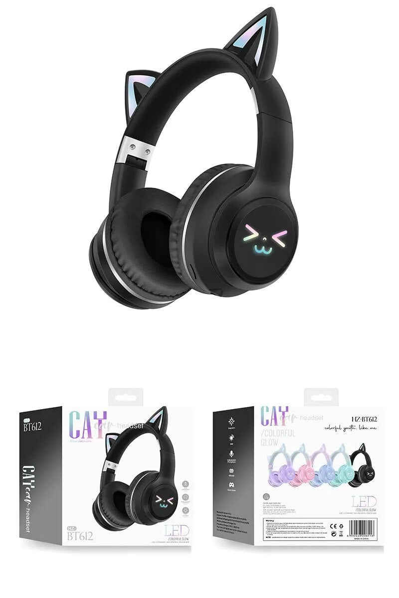 Casque sans fil oreilles de chat lumineuses kawaii - Câlin Kawaii