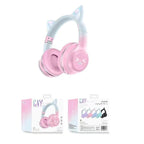 Casque Audio Violet Pastel à Oreilles de Chat LED