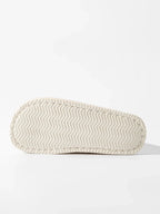 Chaussons en Peluche Côtelée Beige à Nœud