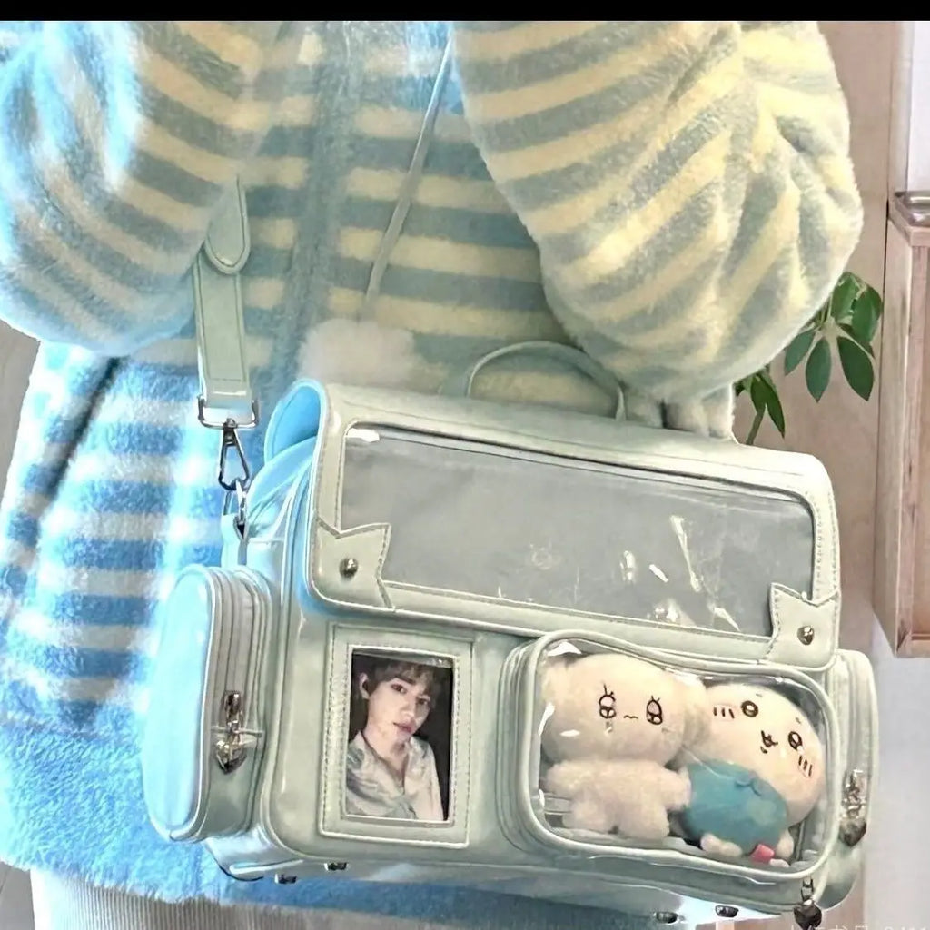 Sac Cartable Lavande à Fenêtre Transparente Kawaii