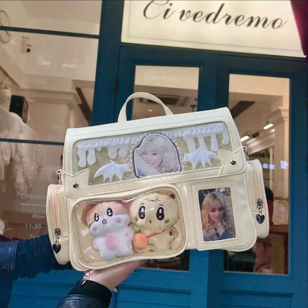 Sac Cartable Lavande à Fenêtre Transparente Kawaii