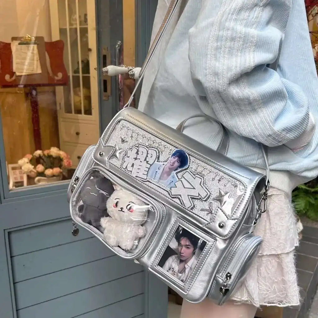 Sac Cartable Lavande à Fenêtre Transparente Kawaii