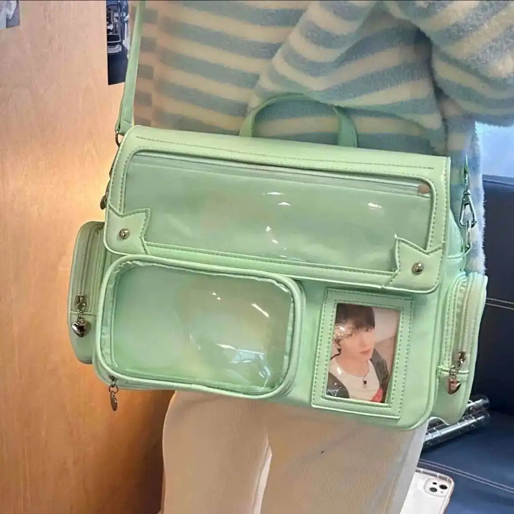 Sac Cartable Lavande à Fenêtre Transparente Kawaii