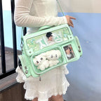 Sac Cartable Lavande à Fenêtre Transparente Kawaii
