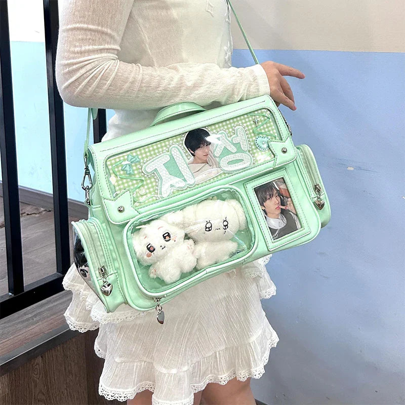 Sac Cartable Lavande à Fenêtre Transparente Kawaii