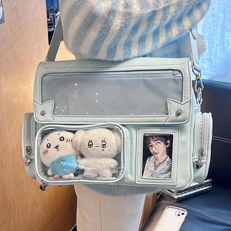 Sac Cartable Lavande à Fenêtre Transparente Kawaii