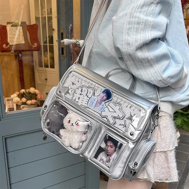Sac Cartable Lavande à Fenêtre Transparente Kawaii