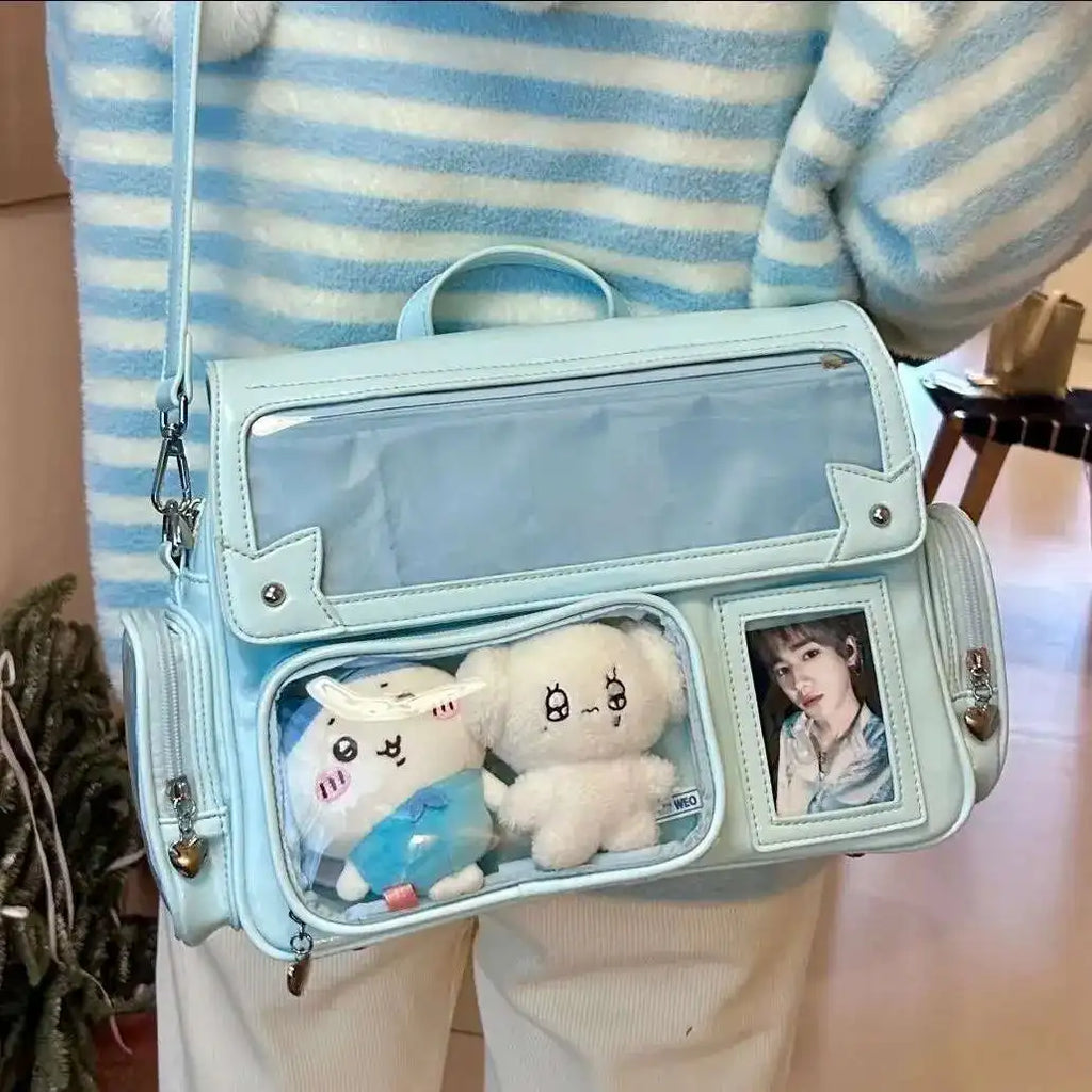 Sac Cartable Lavande à Fenêtre Transparente Kawaii