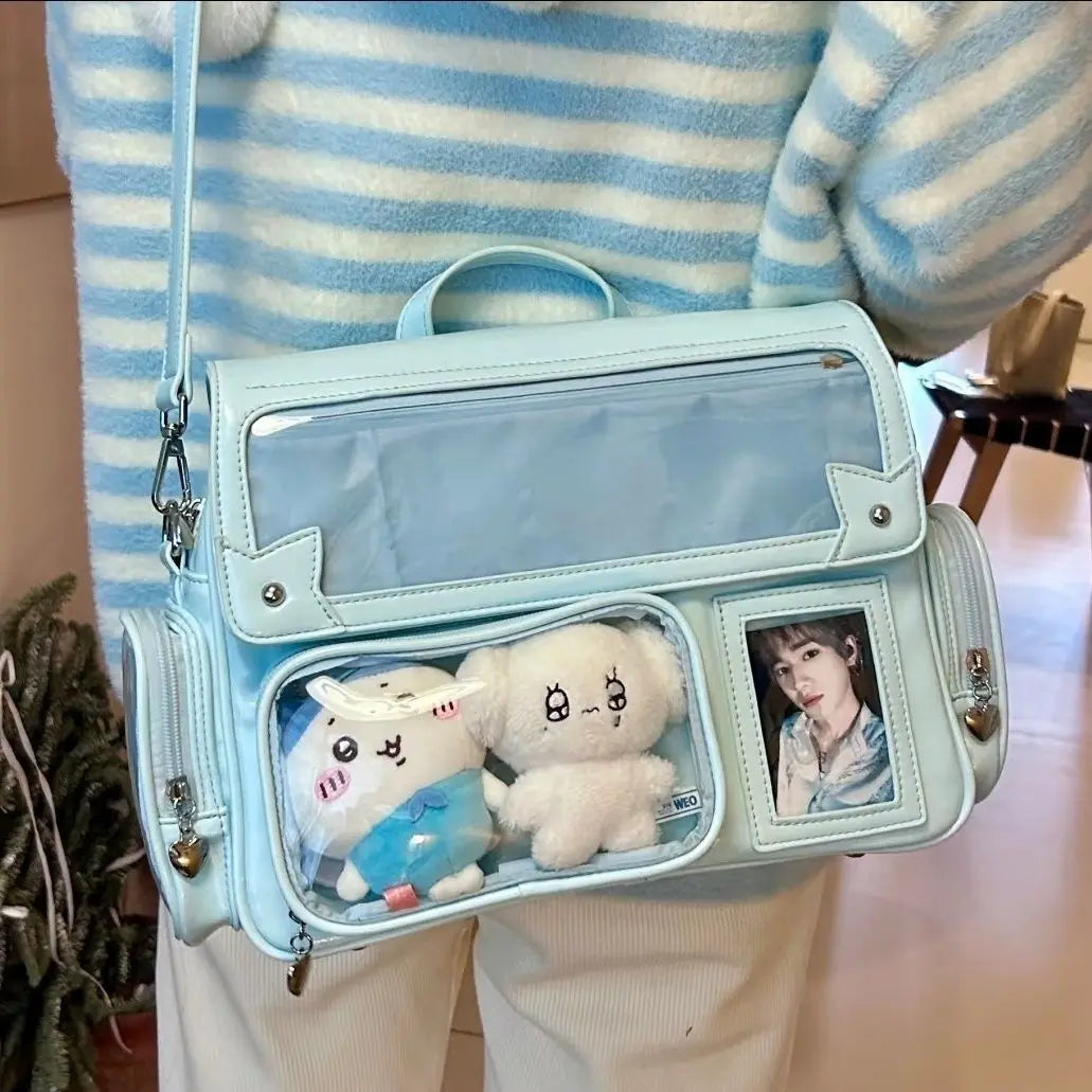 Sac bandoulière kawaii Y2K Ita avec poche vitrine transparente - Câlin Kawaii